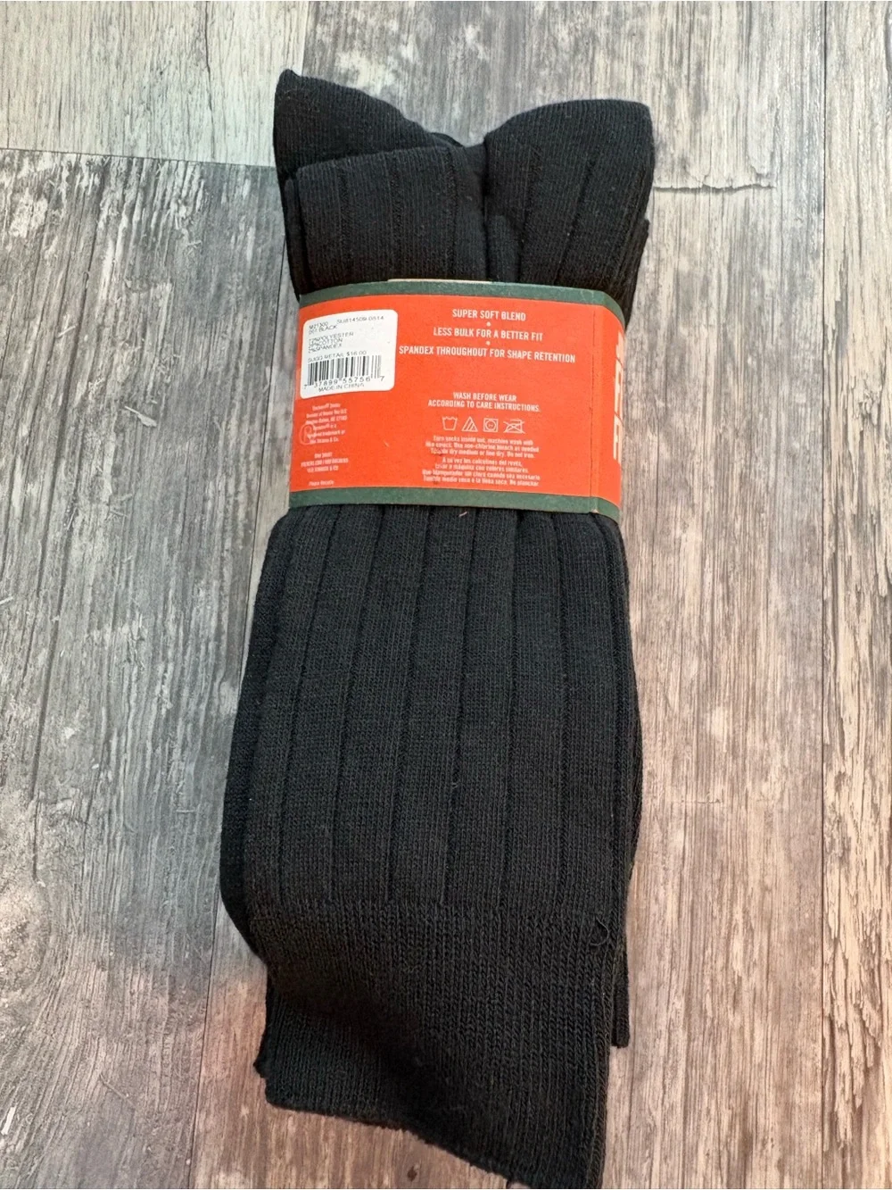 Dockers Black Ribbed Crew Socks - 5 Pair Pack